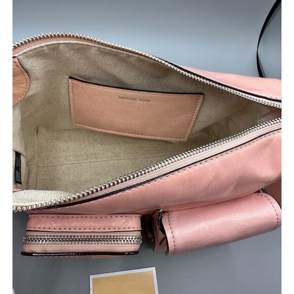 Michael Kors Dakota Medium Pocket Shoulder Crossbody Smokey Rose Leather NWT - Picture 11 of 16